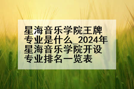星海音乐学院王牌专业是什么_2024年星海音乐学院开设专业排名一览表