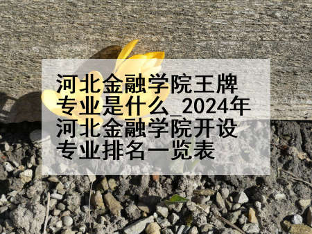 河北金融学院王牌专业是什么_2024年河北金融学院开设专业排名一览表