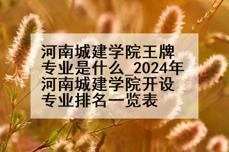 河南城建学院王牌专业是什么_2024年河南城建学院开设专业排名一览表