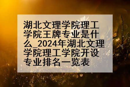 湖北文理学院理工学院王牌专业是什么_2024年湖北文理学院理工学院开设专业排名一览表