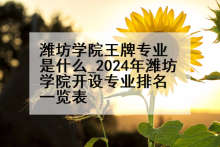 潍坊学院王牌专业是什么_2024年潍坊学院开设专业排名一览表