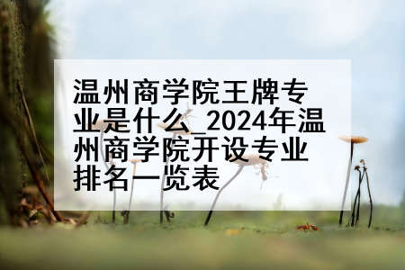 温州商学院王牌专业是什么_2024年温州商学院开设专业排名一览表