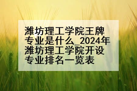 潍坊理工学院王牌专业是什么_2024年潍坊理工学院开设专业排名一览表