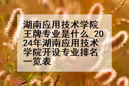 湖南应用技术学院王牌专业是什么_2024年湖南应用技术学院开设专业排名一览表