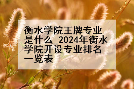衡水学院王牌专业是什么_2024年衡水学院开设专业排名一览表
