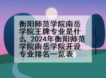 衡阳师范学院南岳学院王牌专业是什么_2024年衡阳师范学院南岳学院开设专业排名一览表