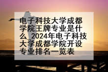 电子科技大学成都学院王牌专业是什么_2024年电子科技大学成都学院开设专业排名一览表