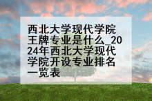 西北大学现代学院王牌专业是什么_2024年西北大学现代学院开设专业排名一览表