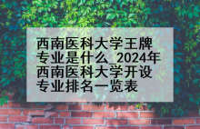 西南医科大学王牌专业是什么_2024年西南医科大学开设专业排名一览表