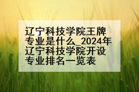 辽宁科技学院王牌专业是什么_2024年辽宁科技学院开设专业排名一览表