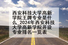 西安科技大学高新学院王牌专业是什么_2024年西安科技大学高新学院开设专业排名一览表