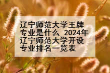 辽宁师范大学王牌专业是什么_2024年辽宁师范大学开设专业排名一览表