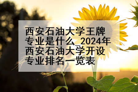 西安石油大学王牌专业是什么_2024年西安石油大学开设专业排名一览表