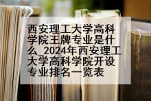 西安理工大学高科学院王牌专业是什么_2024年西安理工大学高科学院开设专业排名一览表