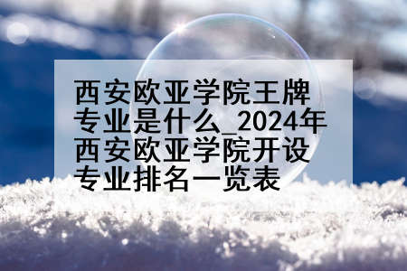 西安欧亚学院王牌专业是什么_2024年西安欧亚学院开设专业排名一览表