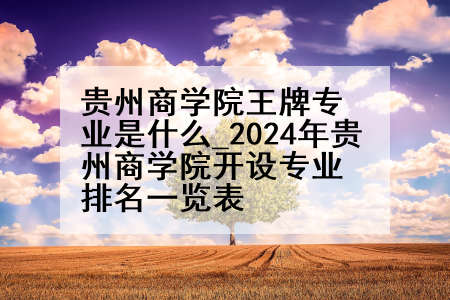 贵州商学院王牌专业是什么_2024年贵州商学院开设专业排名一览表