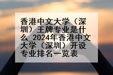 香港中文大学（深圳）王牌专业是什么_2024年香港中文大学（深圳）开设专业排名一览表