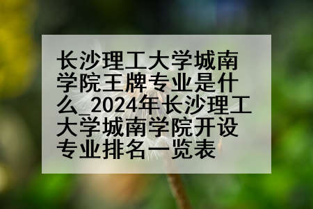 长沙理工大学城南学院王牌专业是什么_2024年长沙理工大学城南学院开设专业排名一览表