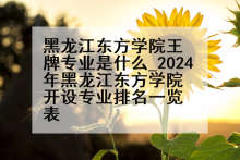 黑龙江东方学院王牌专业是什么_2024年黑龙江东方学院开设专业排名一览表