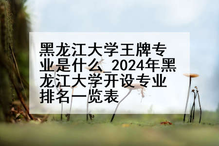 黑龙江大学王牌专业是什么_2024年黑龙江大学开设专业排名一览表