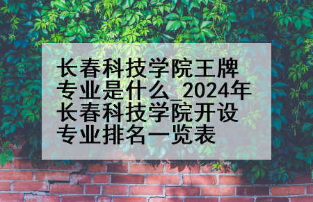 长春科技学院王牌专业是什么_2024年长春科技学院开设专业排名一览表