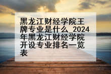 黑龙江财经学院王牌专业是什么_2024年黑龙江财经学院开设专业排名一览表