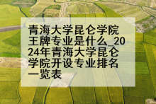 青海大学昆仑学院王牌专业是什么_2024年青海大学昆仑学院开设专业排名一览表