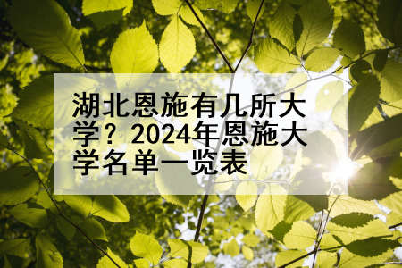 湖北恩施有几所大学？2024年恩施大学名单一览表
