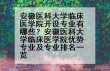 安徽医科大学临床医学院开设专业有哪些？安徽医科大学临床医学院优势专业及专业排名一览