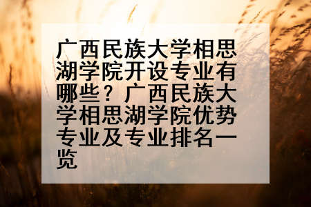 广西民族大学相思湖学院开设专业有哪些？广西民族大学相思湖学院优势专业及专业排名一览