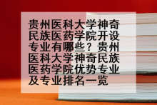 贵州医科大学神奇民族医药学院开设专业有哪些？贵州医科大学神奇民族医药学院优势专业及专业排名一览
