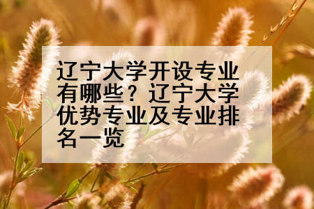辽宁大学开设专业有哪些？辽宁大学优势专业及专业排名一览