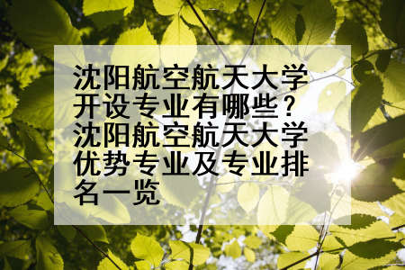 沈阳航空航天大学开设专业有哪些？沈阳航空航天大学优势专业及专业排名一览