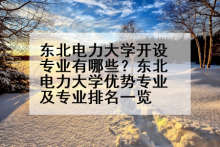 东北电力大学开设专业有哪些？东北电力大学优势专业及专业排名一览