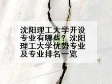 沈阳理工大学开设专业有哪些？沈阳理工大学优势专业及专业排名一览