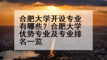 合肥大学开设专业有哪些？合肥大学优势专业及专业排名一览
