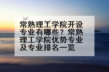 常熟理工学院开设专业有哪些？常熟理工学院优势专业及专业排名一览