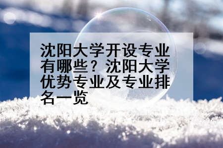 沈阳大学开设专业有哪些？沈阳大学优势专业及专业排名一览