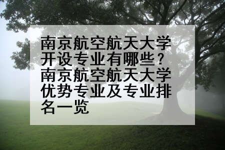 南京航空航天大学开设专业有哪些？南京航空航天大学优势专业及专业排名一览