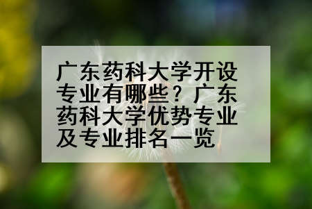 广东药科大学开设专业有哪些？广东药科大学优势专业及专业排名一览