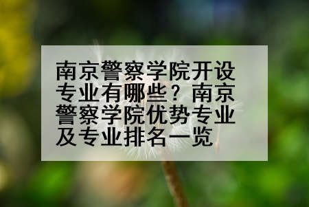 南京警察学院开设专业有哪些？南京警察学院优势专业及专业排名一览