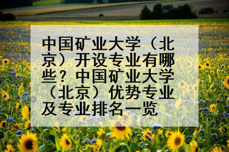 中国矿业大学（北京）开设专业有哪些？中国矿业大学（北京）优势专业及专业排名一览