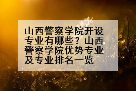 山西警察学院开设专业有哪些？山西警察学院优势专业及专业排名一览