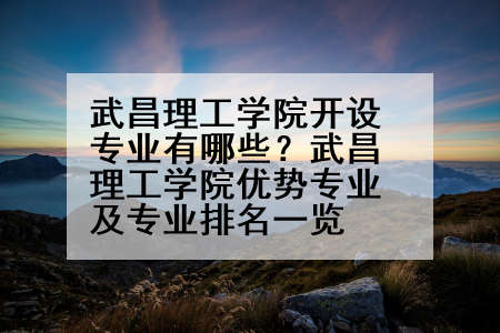 武昌理工学院开设专业有哪些？武昌理工学院优势专业及专业排名一览