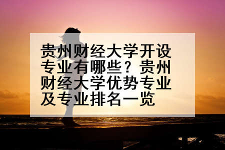 贵州财经大学开设专业有哪些？贵州财经大学优势专业及专业排名一览