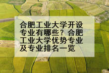 合肥工业大学开设专业有哪些？合肥工业大学优势专业及专业排名一览