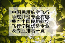 中国民用航空飞行学院开设专业有哪些？中国民用航空飞行学院优势专业及专业排名一览