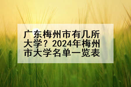 广东梅州市有几所大学？2024年梅州市大学名单一览表