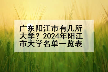 广东阳江市有几所大学？2024年阳江市大学名单一览表