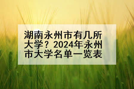 湖南永州市有几所大学？2024年永州市大学名单一览表